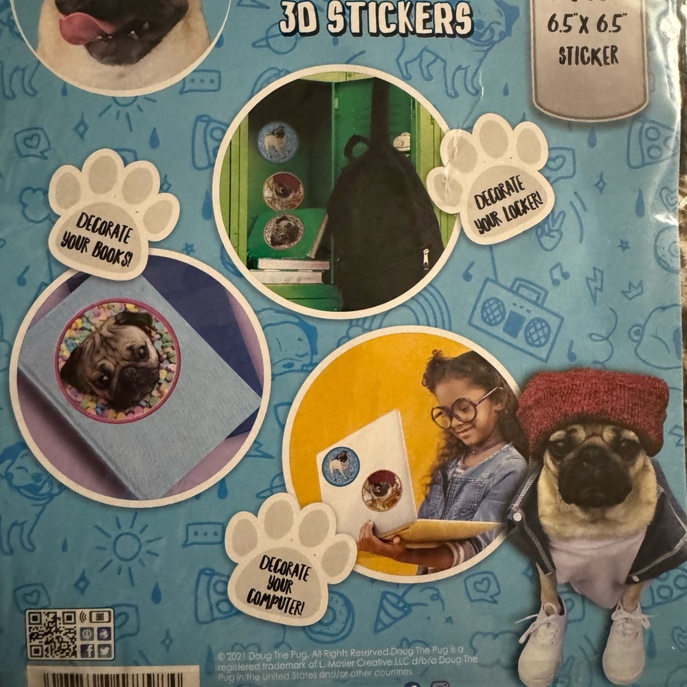 NWT Doug the Pug 3D sticker large - Picture 2 of 2